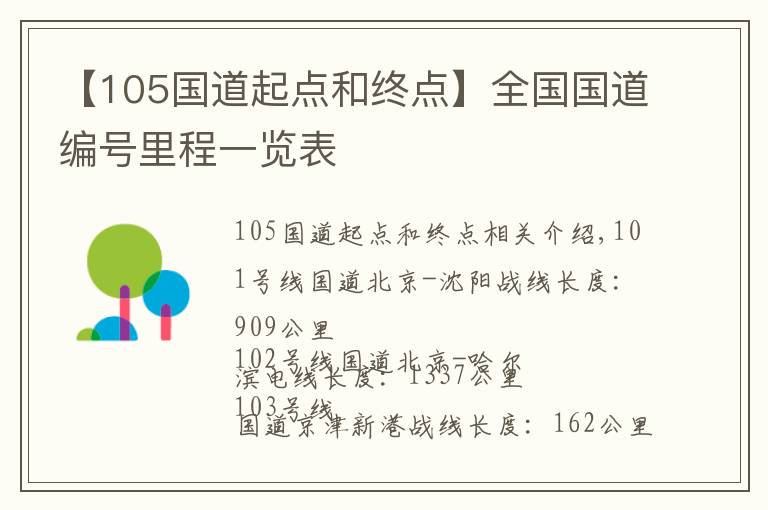 【105国道起点和终点】全国国道编号里程一览表