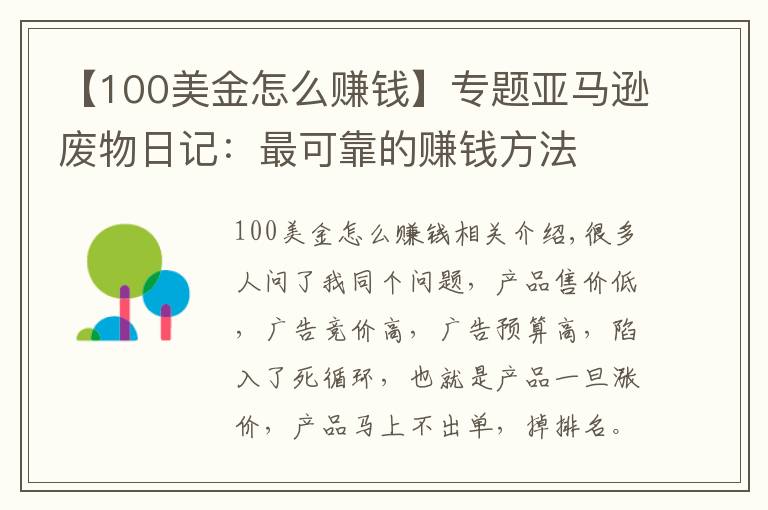 【100美金怎么赚钱】专题亚马逊废物日记：最可靠的赚钱方法