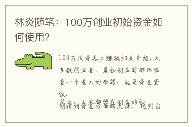 林炎随笔：100万创业初始资金如何使用？