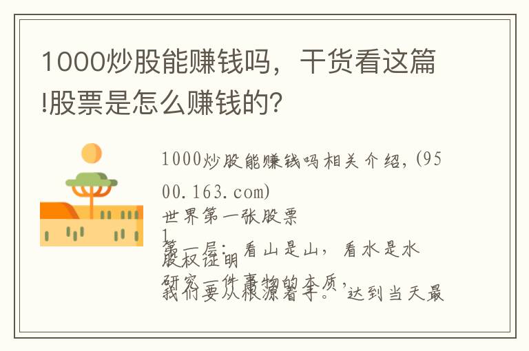 1000炒股能赚钱吗，干货看这篇!股票是怎么赚钱的？