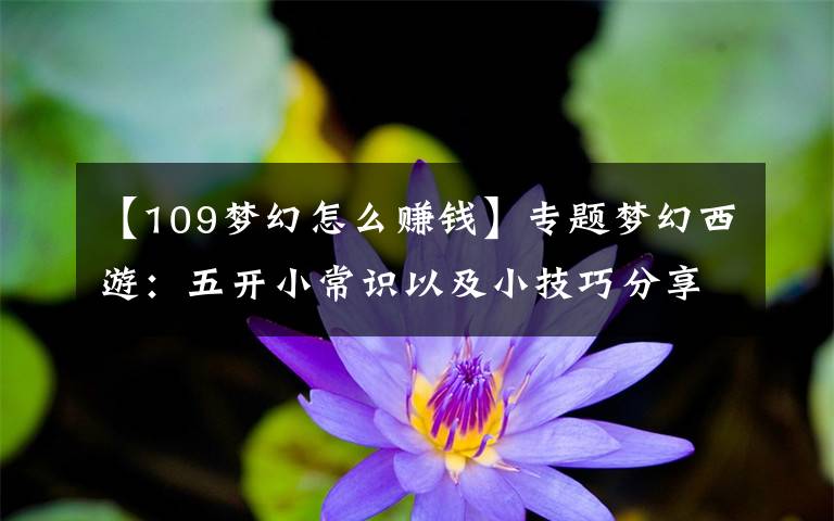 【109梦幻怎么赚钱】专题梦幻西游：五开小常识以及小技巧分享，让你少走弯路多赚钱