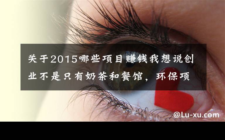 关于2015哪些项目赚钱我想说创业不是只有奶茶和餐馆，环保项目更挣钱，收藏迟了就找不到了