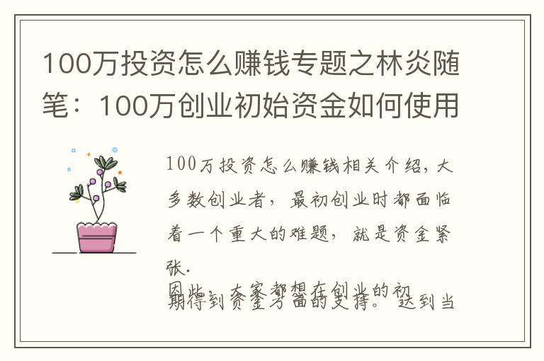 100万投资怎么赚钱专题之林炎随笔：100万创业初始资金如何使用？