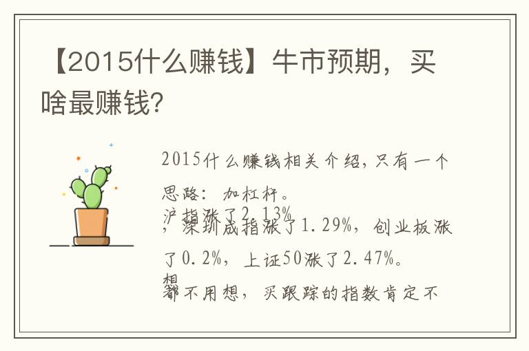 【2015什么赚钱】牛市预期，买啥最赚钱？