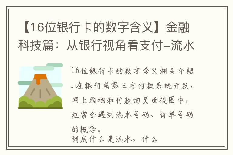 【16位银行卡的数字含义】金融科技篇：从银行视角看支付-流水号与订单号的本质是什么？