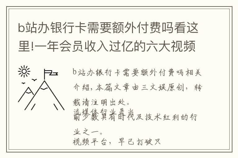 b站办银行卡需要额外付费吗看这里!一年会员收入过亿的六大视频平台