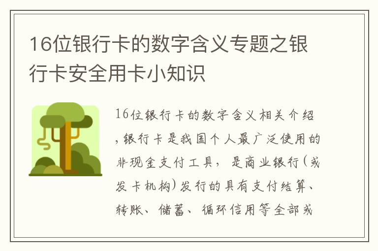 16位银行卡的数字含义专题之银行卡安全用卡小知识