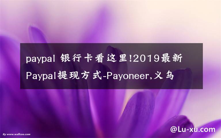 paypal 银行卡看这里!2019最新Paypal提现方式-Payoneer,义乌个体户，安粮结汇通