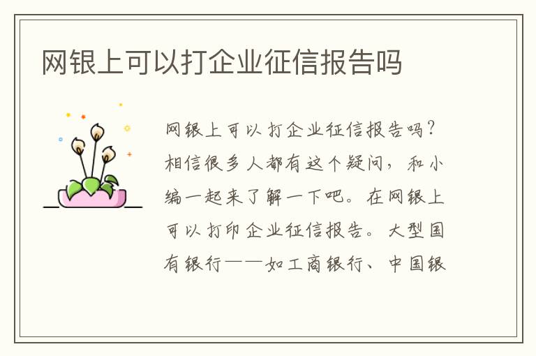 网银上可以打企业征信报告吗