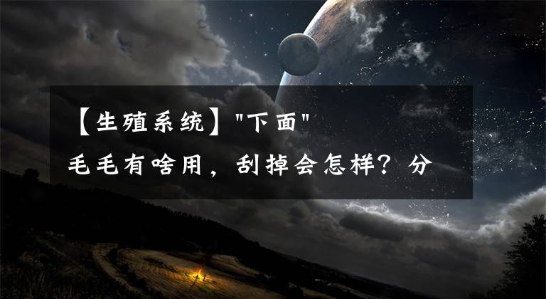 【生殖系统】"下面"毛毛有啥用，刮掉会怎样？分析了这几点，你就明白了