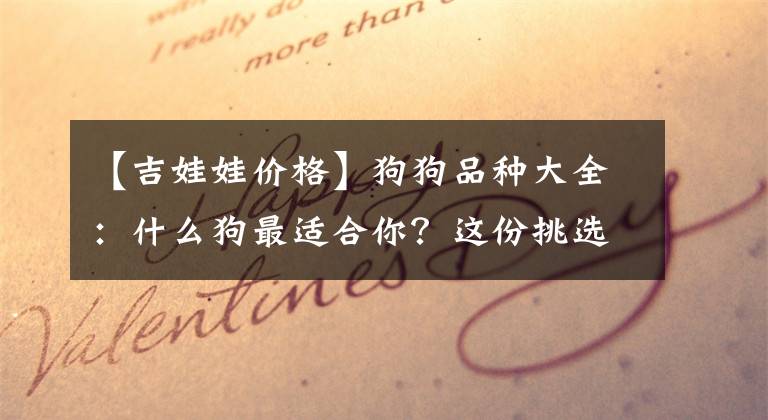 【吉娃娃价格】狗狗品种大全：什么狗最适合你？这份挑选方案供你参考