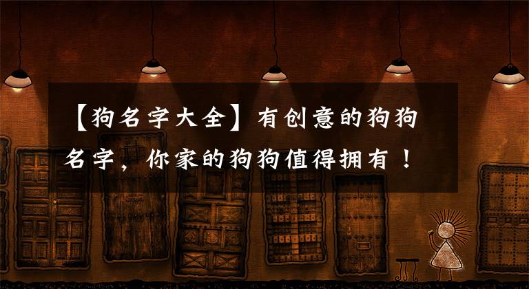 【狗名字大全】有创意的狗狗名字，你家的狗狗值得拥有！