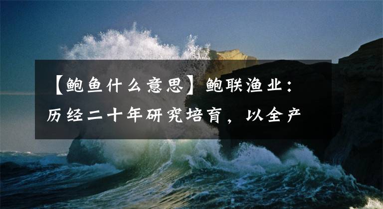 【鲍鱼什么意思】鲍联渔业：历经二十年研究培育，以全产业链思维定义国产大鲍鱼