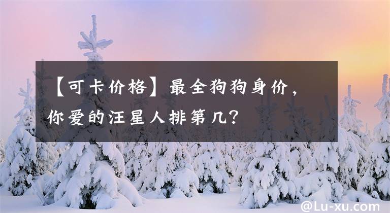 【可卡价格】最全狗狗身价，你爱的汪星人排第几？