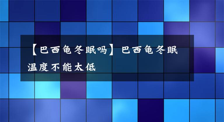 【巴西龟冬眠吗】巴西龟冬眠温度不能太低