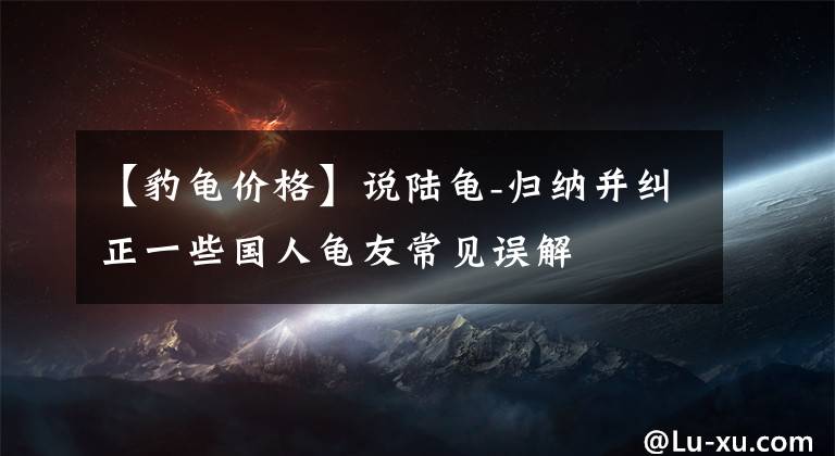 【豹龟价格】说陆龟-归纳并纠正一些国人龟友常见误解