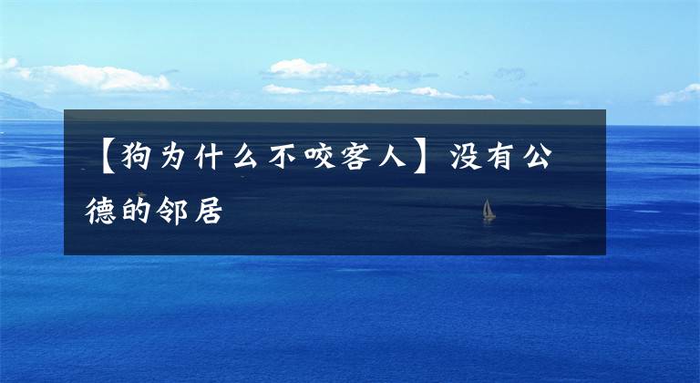 【狗为什么不咬客人】没有公德的邻居