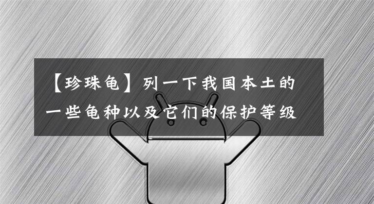 【珍珠龟】列一下我国本土的一些龟种以及它们的保护等级