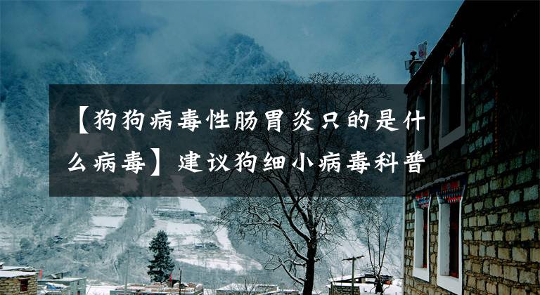 【狗狗病毒性肠胃炎只的是什么病毒】建议狗细小病毒科普、宠物行业从业者及狗周俊坚主关注所长。