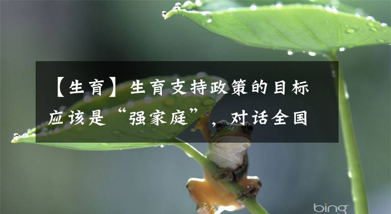【生育】生育支持政策的目标应该是“强家庭”，对话全国政协委员贺丹