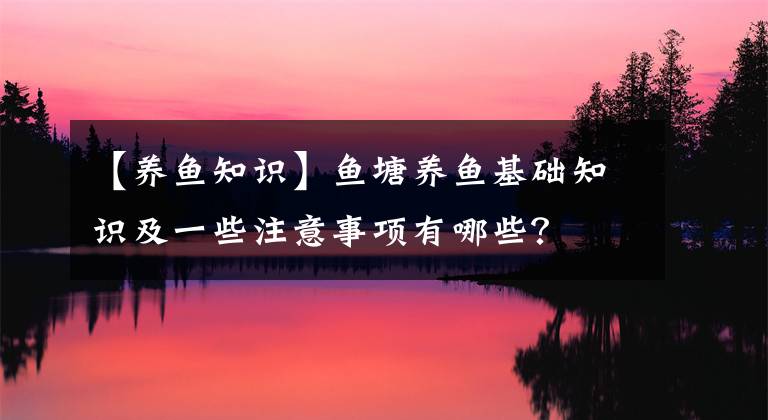 【养鱼知识】鱼塘养鱼基础知识及一些注意事项有哪些？