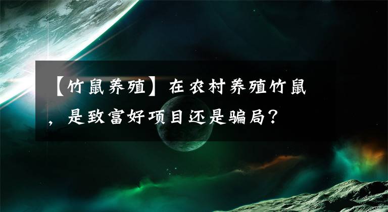 【竹鼠养殖】在农村养殖竹鼠，是致富好项目还是骗局？