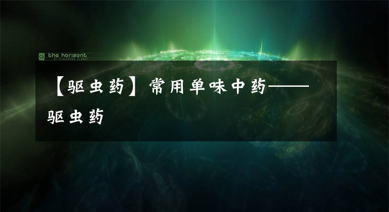 【驱虫药】常用单味中药——驱虫药