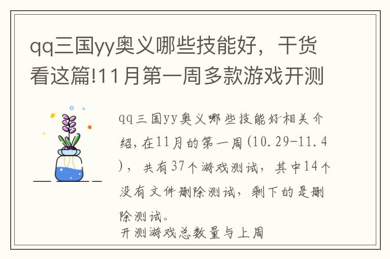 qq三国yy奥义哪些技能好，干货看这篇!11月第一周多款游戏开测，军武题材备受玩家青睐？
