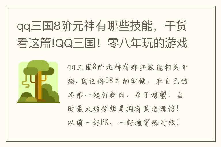 qq三国8阶元神有哪些技能，干货看这篇!QQ三国！零八年玩的游戏，曾经的青春，现在回归玩一下