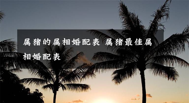 属猪的属相婚配表 属猪最佳属相婚配表