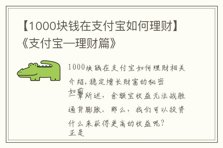 【1000块钱在支付宝如何理财】《支付宝—理财篇》