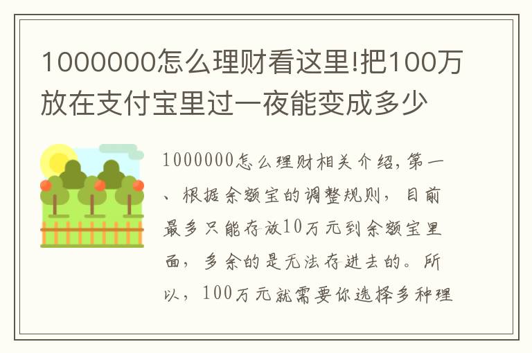 1000000怎么理财看这里!把100万放在支付宝里过一夜能变成多少？