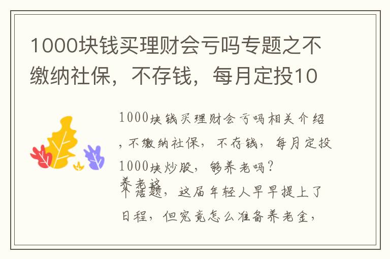 1000块钱买理财会亏吗专题之不缴纳社保，不存钱，每月定投1000块炒股，够养老吗？