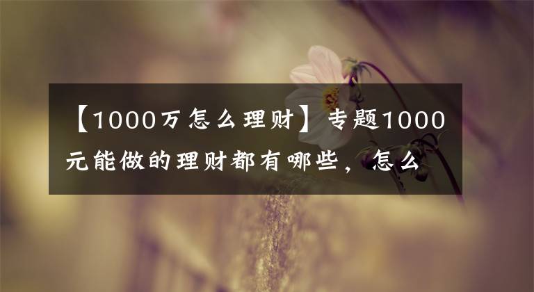 【1000万怎么理财】专题1000元能做的理财都有哪些，怎么选比较好？