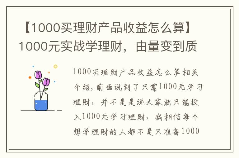 【1000买理财产品收益怎么算】1000元实战学理财，由量变到质变