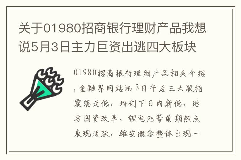 关于01980招商银行理财产品我想说5月3日主力巨资出逃四大板块