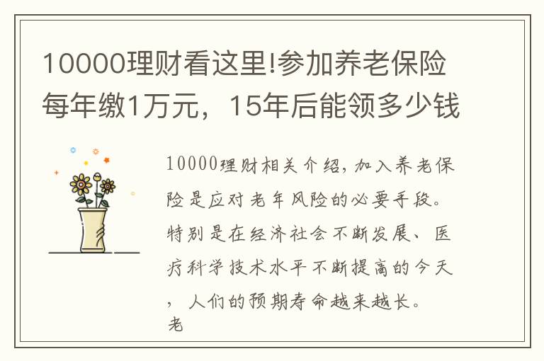 10000理财看这里!参加养老保险每年缴1万元，15年后能领多少钱？多长时间回本？