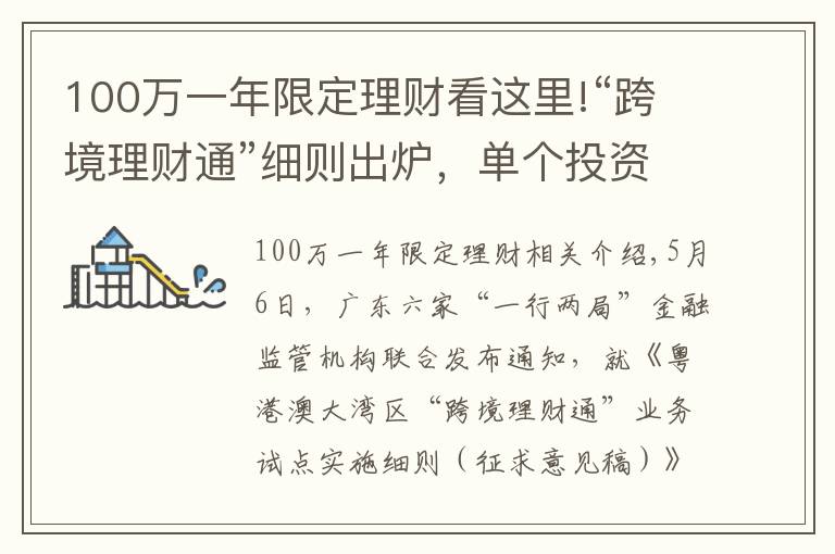 100万一年限定理财看这里!“跨境理财通”细则出炉，单个投资者限额100万