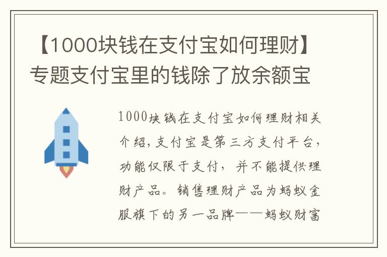 【1000块钱在支付宝如何理财】专题支付宝里的钱除了放余额宝，还可以如何理财？有什么理财产品？