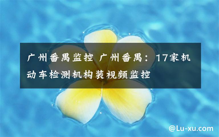 广州番禺监控 广州番禺：17家机动车检测机构装视频监控