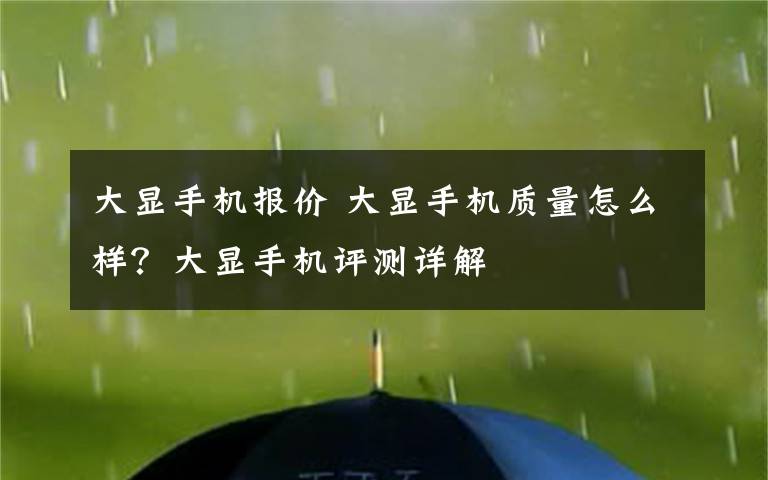 大显手机报价 大显手机质量怎么样？大显手机评测详解