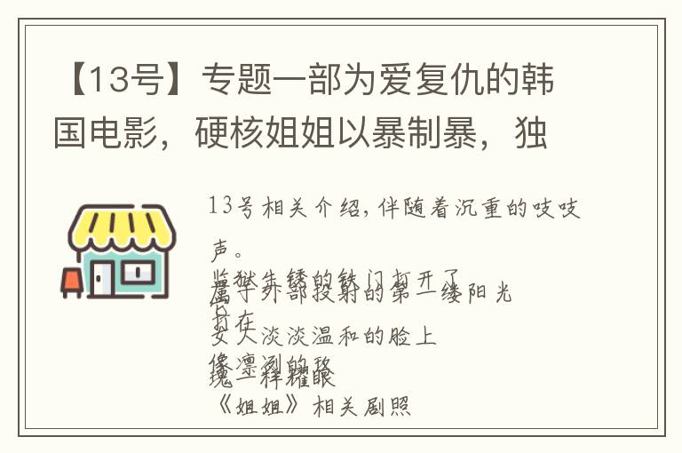 【13号】专题一部为爱复仇的韩国电影，硬核姐姐以暴制暴，独闯龙潭