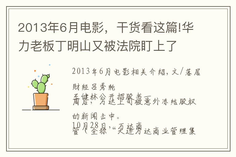 2013年6月电影，干货看这篇!华力老板丁明山又被法院盯上了