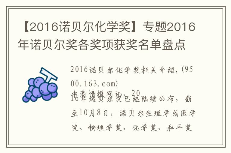 【2016诺贝尔化学奖】专题2016年诺贝尔奖各奖项获奖名单盘点