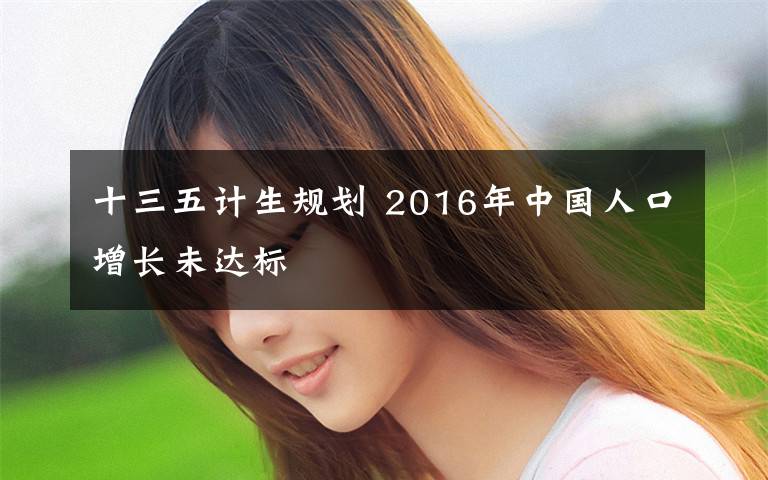 十三五计生规划 2016年中国人口增长未达标