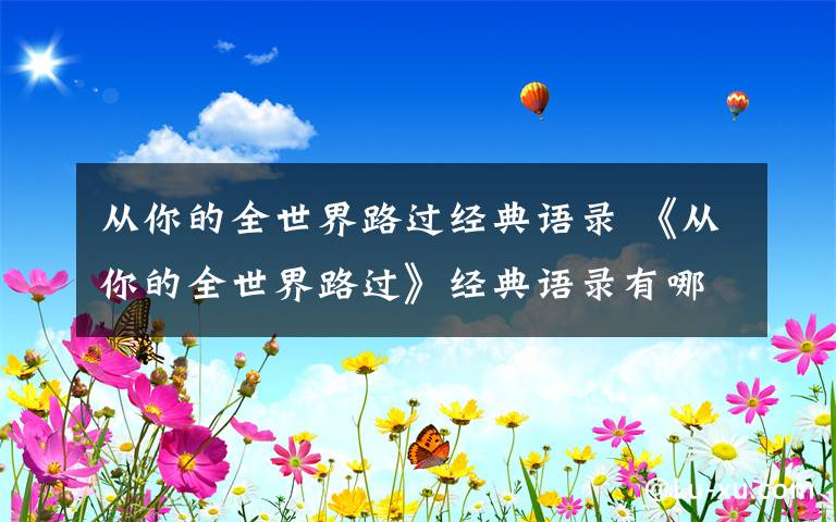 从你的全世界路过经典语录 《从你的全世界路过》经典语录有哪些 总有一句能打动你