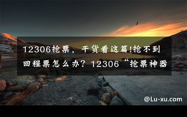 12306抢票，干货看这篇!抢不到回程票怎么办？12306“抢票神器”拿走不谢