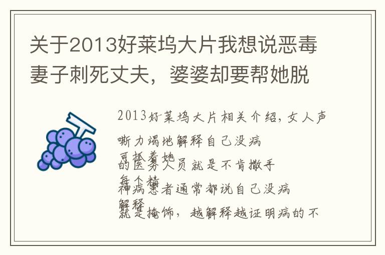 关于2013好莱坞大片我想说恶毒妻子刺死丈夫，婆婆却要帮她脱罪，结局极度舒适的电影