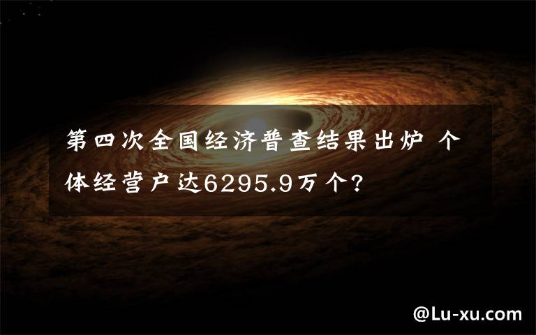 第四次全国经济普查结果出炉 个体经营户达6295.9万个?