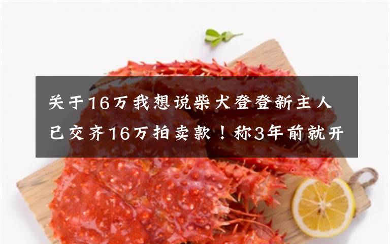 关于16万我想说柴犬登登新主人已交齐16万拍卖款！称3年前就开始关注它